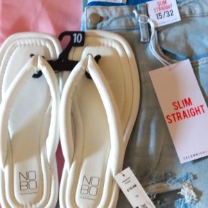 Celebrity Pink Jeans 👖 & No Boundaries White Sandals 🩴